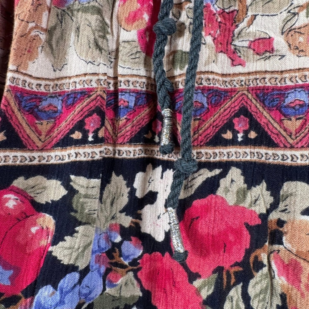 Vtg Boho Skirt Womens Medium Petite India Ethnic Artsy Dark Romantic Floral - Picture 5 of 10